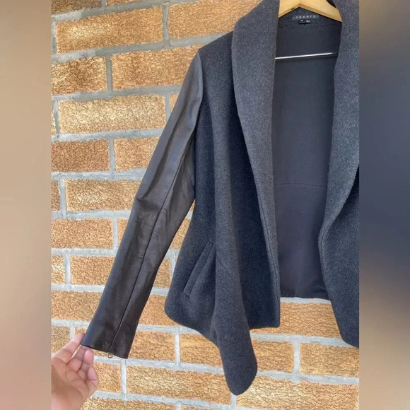 Theory “Laura” Leather Sleeve cardigan coat medium - Picture 5 of 9